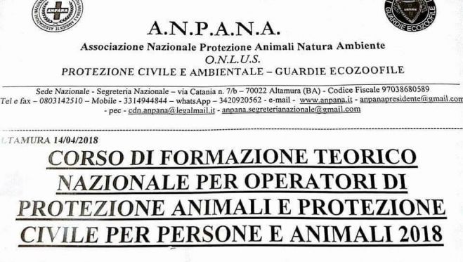 Corso per Operatori di Protezione Animali e Civile
